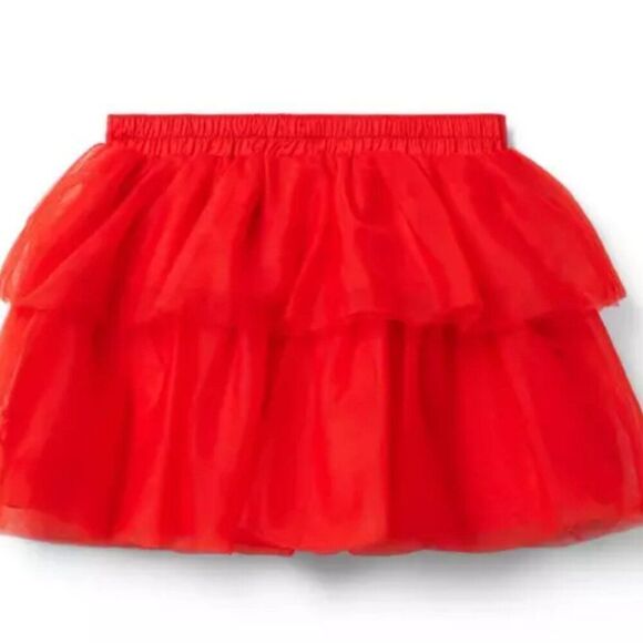 Janie and Jack 1000348542 Moto Red Tiered Tulle Skirt NWT - Picture 2 of 8